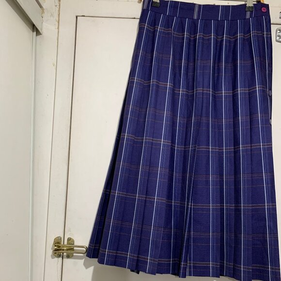 VINTAGE LAUREL MAXI WOOL PLAID PLEATED SKIRTS SIZE 28 - Picture 4 of 9